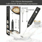 2 In 1 Electric Coffee Beater - Milk Frother And Egg Whisk - USB Electric Rechargeable Kitchen Tool For Versatile Mixing And Frothing
