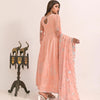 Dress Set, Peach Chiffon Ensemble 3-Piece Set with Intricate Embroidery