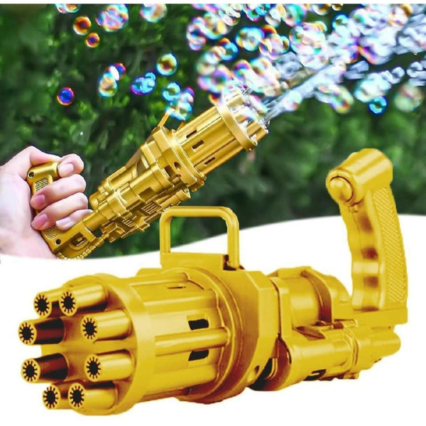 Electric Gatling Bubble Gun – 8 Hole Automatic Bubble Blaster Toy Gun