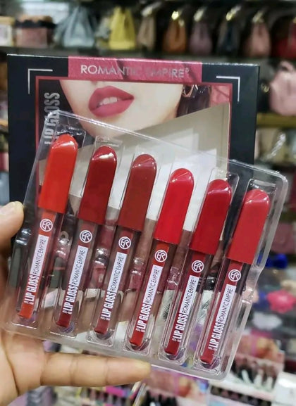 Romantic Empire Matte Lipgloss Set of 6 – High Pigment, Long-Lasting Liquid Lip Gloss | Shades of Red Collection