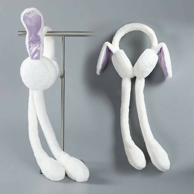 Cute Jumping Rabbit Earmuffs Hat with Moving Ears