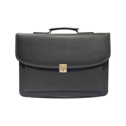 Boss premium leather executive bag front view with luxury finish and gold lock