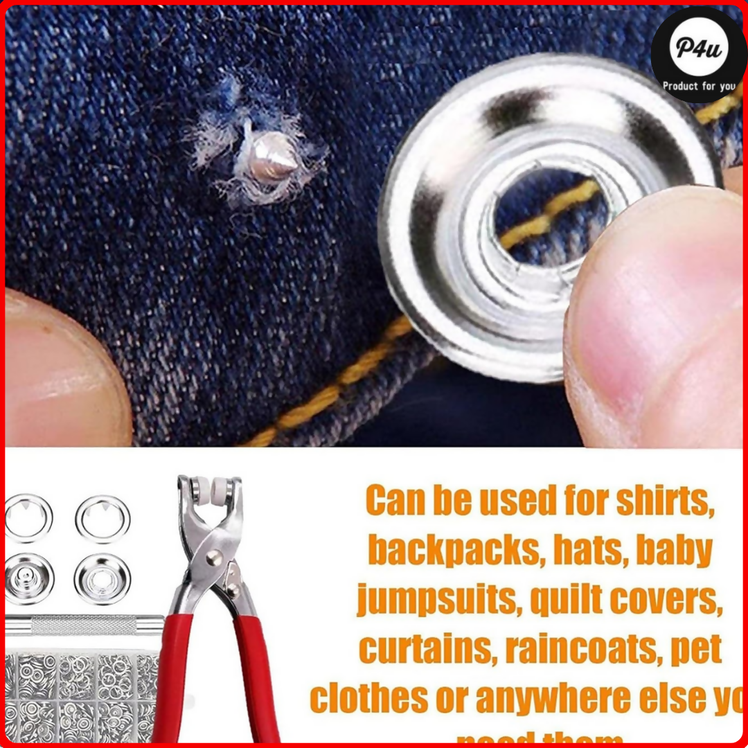 Hollow Metal Snap Button Set,Snap Fasteners,with Pliers,Leather Snap Buttons for Jeans Pockets