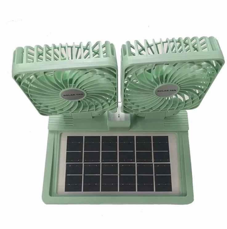 Solar Fan, Double Head Portable Desktop Air Conditioning, Rechargeable