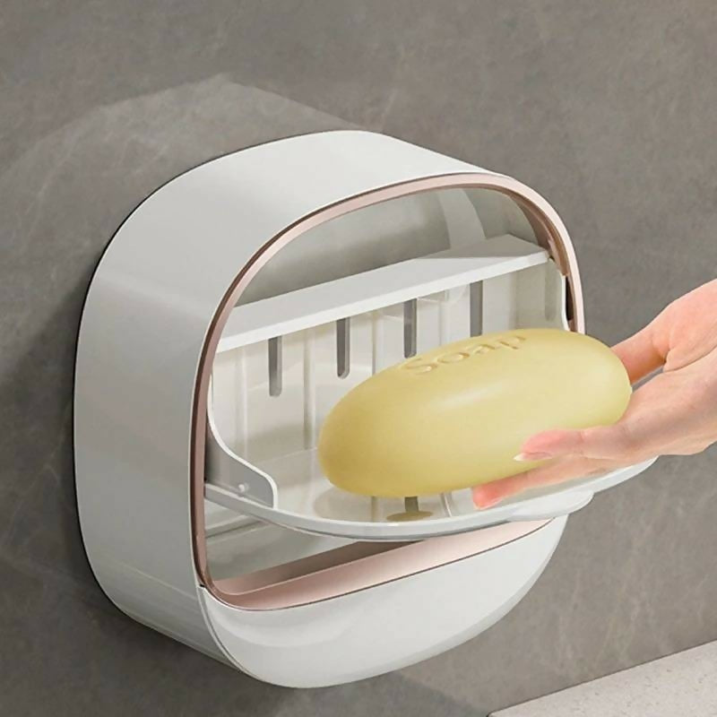 1Pcs soap Box wakk Mounted Light Luxury soap Holder Punch free Drain Laundry soap Box Easy cleaning ( Random color )