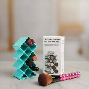 Plastic 10 Grid Lipstick Organizer with Storage Box – Makeup Holder for Lipsticks & Cosmetics – With Box (Random Color)