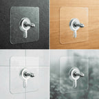 Pack of 10 Heavy-Duty Self-Adhesive Wall Hooks – Transparent Waterproof No-Drill Hooks for Home & Kitchen