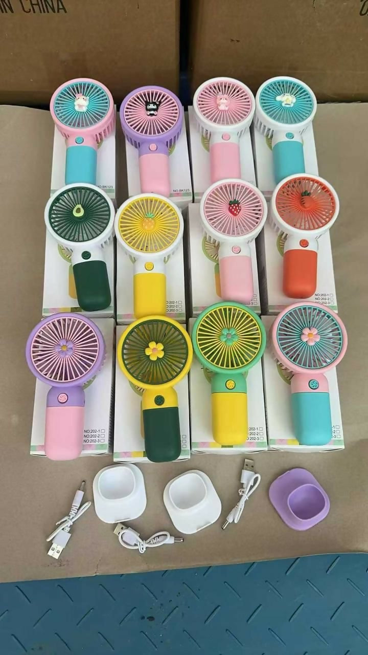 Premium Large Size Portable Handheld Fan – High-Speed USB Rechargeable Cooling Fan with Cute Fruit Design (Random Color & Box)
