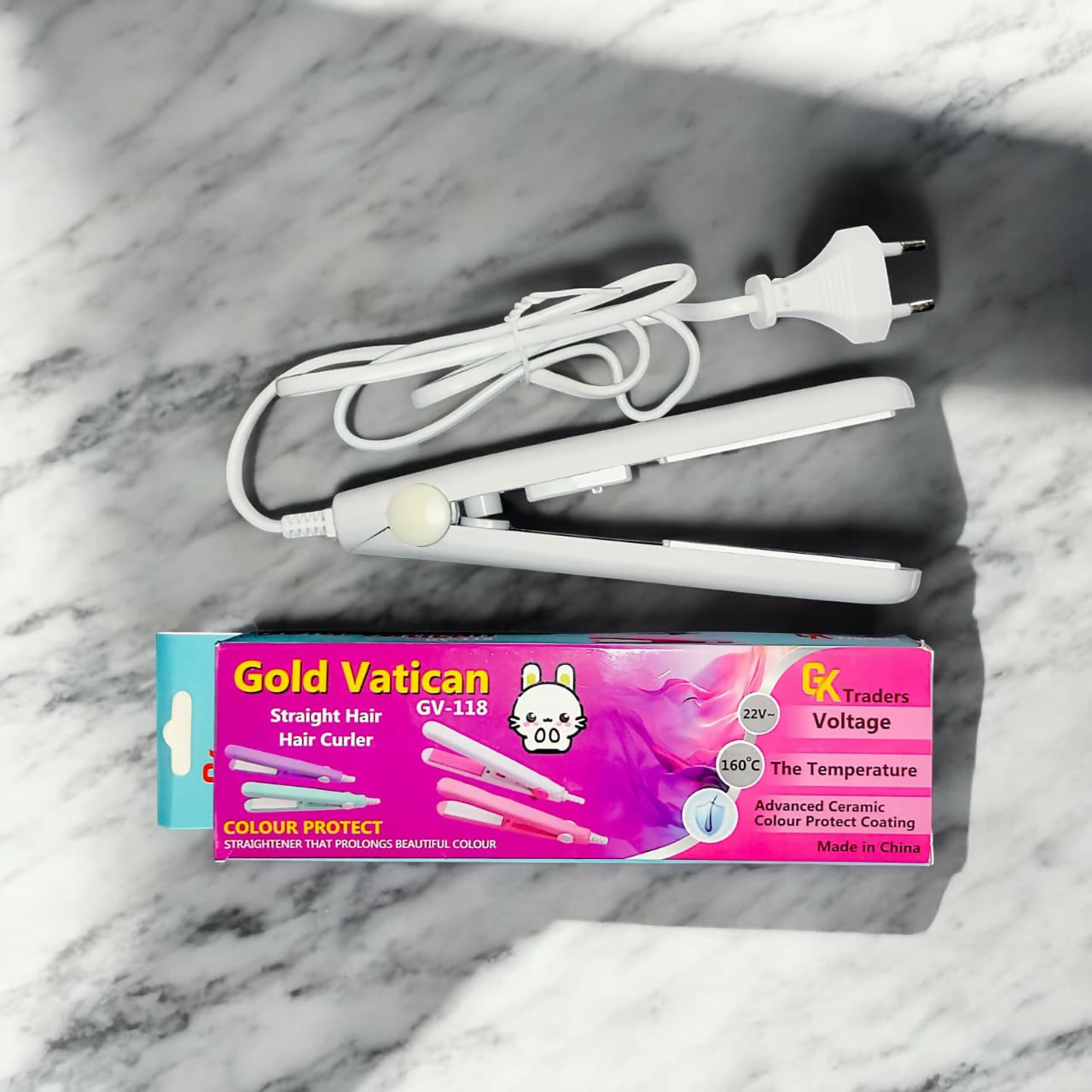 2-in-1 Mini Hair Straightener & Curler – Portable Thermostatic Ceramic Flat Iron for Dry & Wet Hair Styling - Random Color