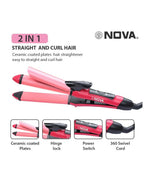 Nova 2‑in‑1 Hair Straightener & Curler | Model NHC‑2009 | Professional Styling Tool