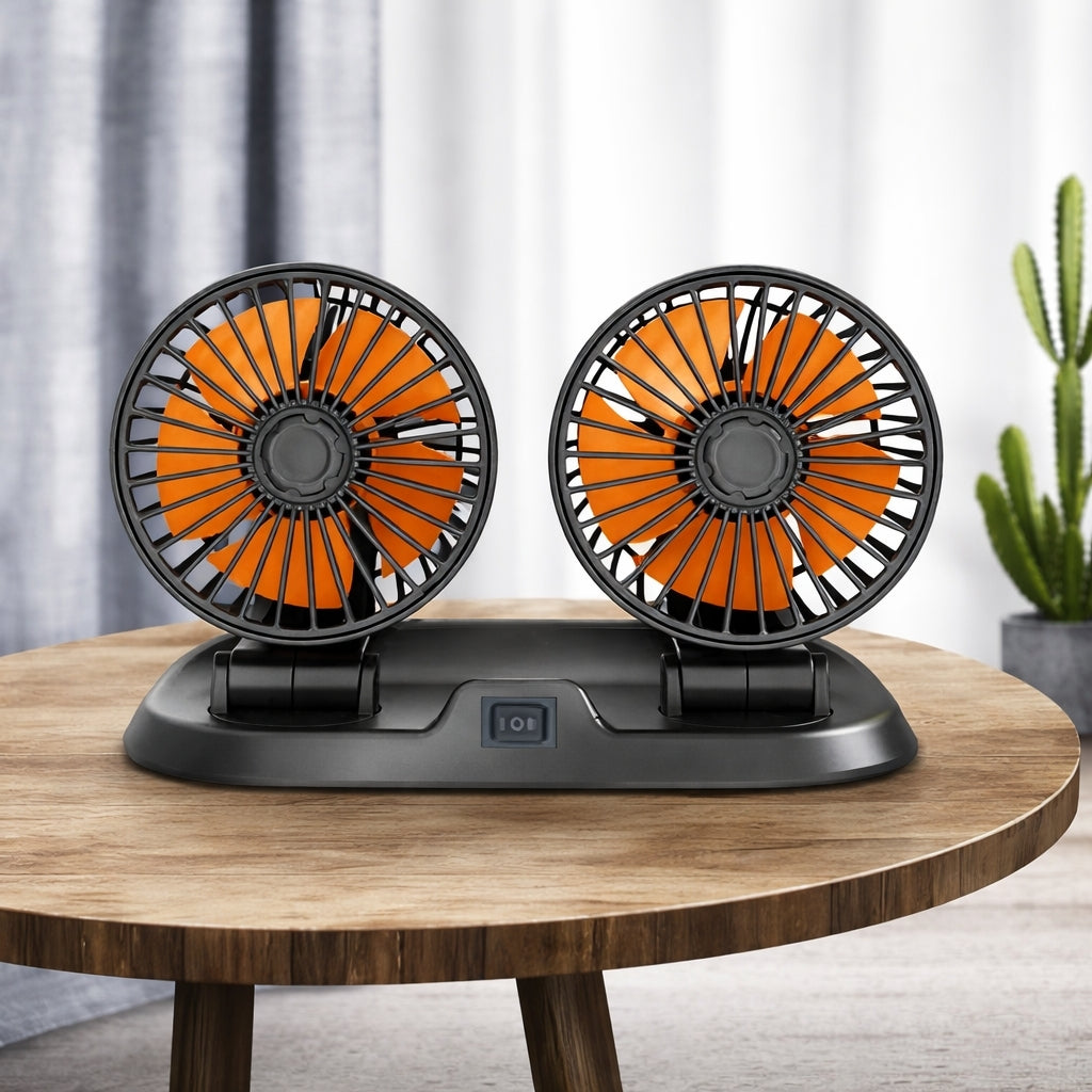 Car Dashboard Cooling Fan, Dual Head, 360 Degree Rotation for Cars