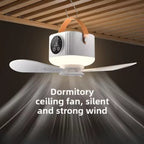 Ceiling Fan, USB Rechargeable, Portable 4 Speed Night Light Timer