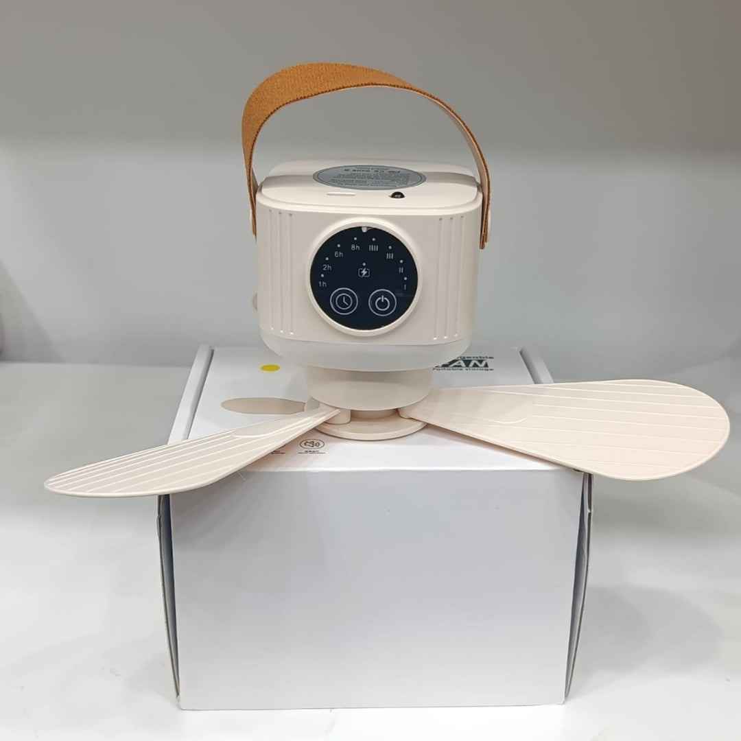 Ceiling Fan, USB Rechargeable, Portable 4 Speed Night Light Timer