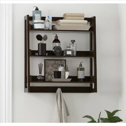 Cersei Bathroom Solid Wood Floating Shelve Organizer Rack