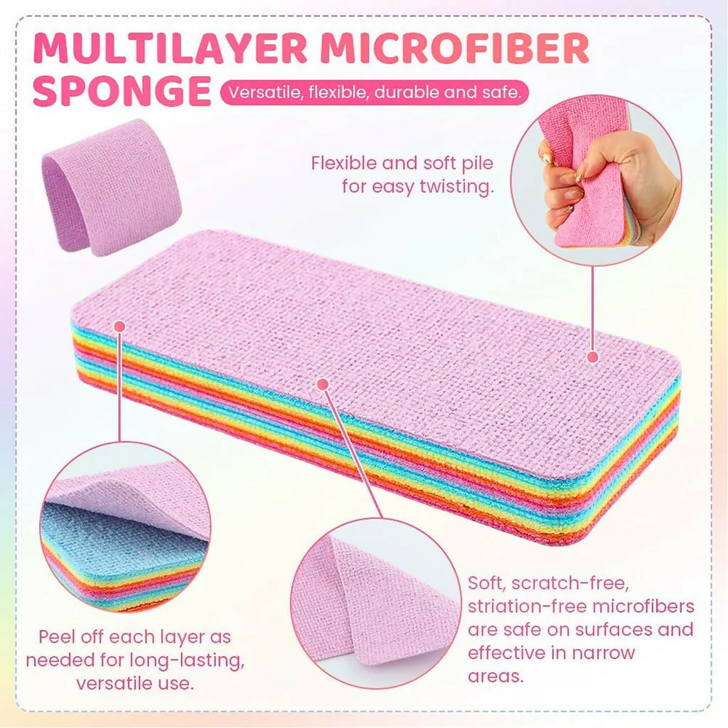 Multi-Purpose Microfiber Rainbow Sponge – 12 Layer Durable Cleaning Sponge for Kitchen & Household Use