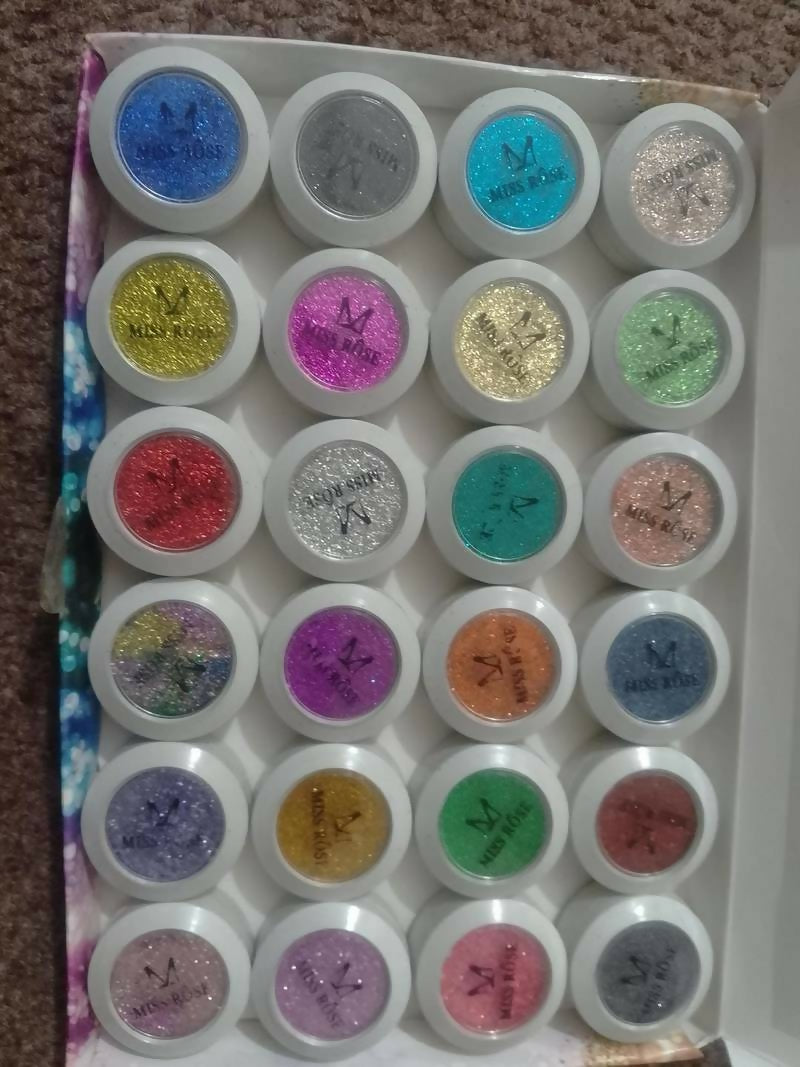 Miss Rose Multicolor High Pigmented Glitter Shimmer Eyeshadow Palette Set Professional Eye Makeup – Pack of 24