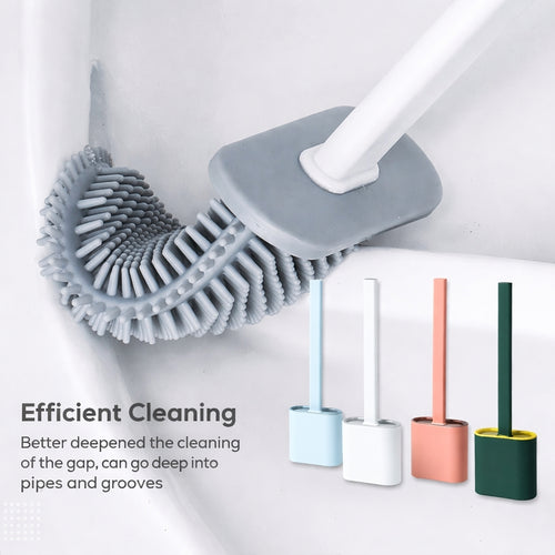 Cleaning Brush, Silicone Toilet Brush with Quick Dry Holder for Bathroom