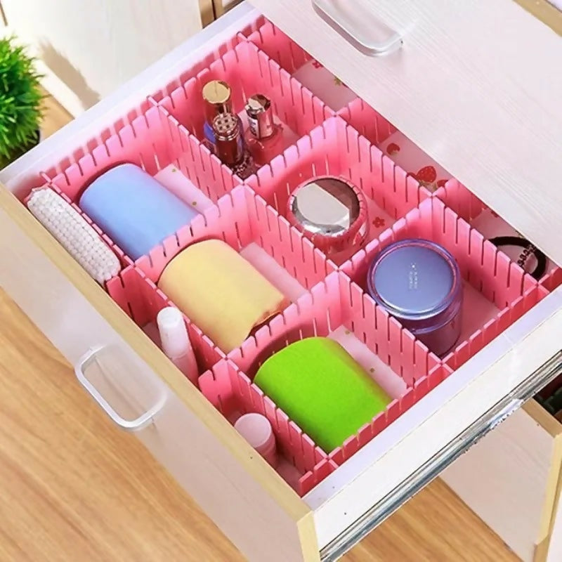 Pack of 4 Plastic Drawer Dividers – DIY Adjustable Partition Boards for Cabinets, Wardrobes & Household Storage.(Random Color)