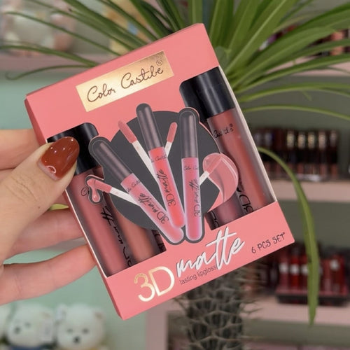 Color Castle 3D Matte Lipgloss, Long Lasting Multicolor Lip Set - Pack of 6