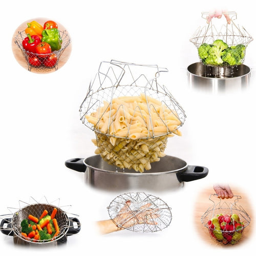 Cooking Chef Basket, Stainless Steel Foldable, Multi Functional Tool