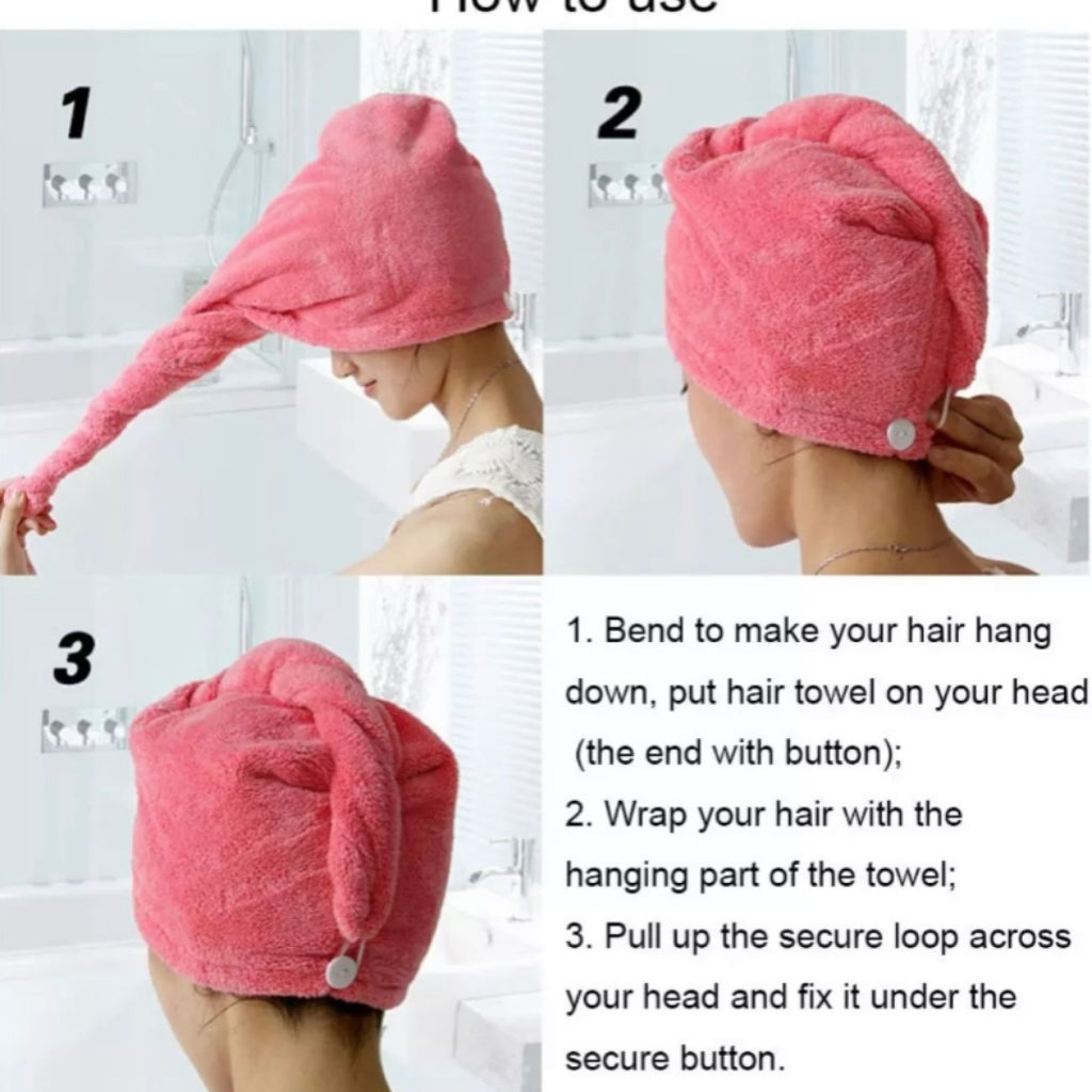 Towel, Cotton Hair Drying Cap Absorbent Hair Wrap