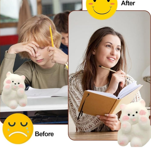 Cute Animal Squishy Stress Relief Toy Soft Fidget Toy for Kids and Teens White
