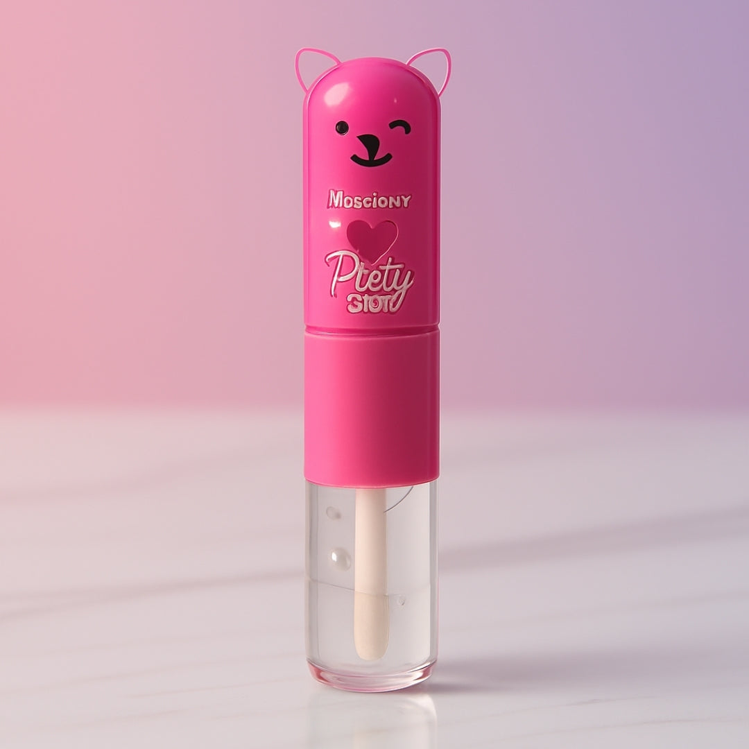 Cute Bear Lip Balm with Lip Oil Hydrating Glossy Finish Lip Care 6 Colors