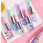 Cute Lipstick Gel Pen Black Ink, Colorful Quicksand Design for School
