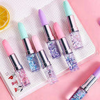 Cute Lipstick Gel Pen Black Ink, Colorful Quicksand Design for School