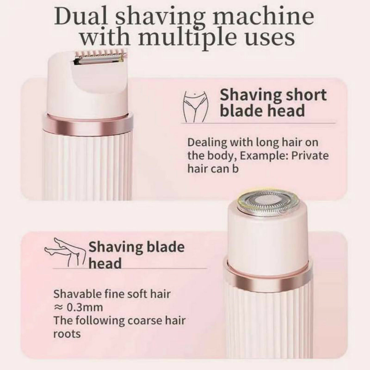 2-in-1 Dual Head Shaver & Electric Trimmer for Women – Rechargeable Hair Remover & Grooming Tool