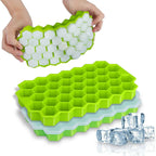 Silicon Ice Cube Tray With Lid | 36-Cube Honeycomb Shape Ice Mold | Durable Freezer Tray With Cover | Random Color