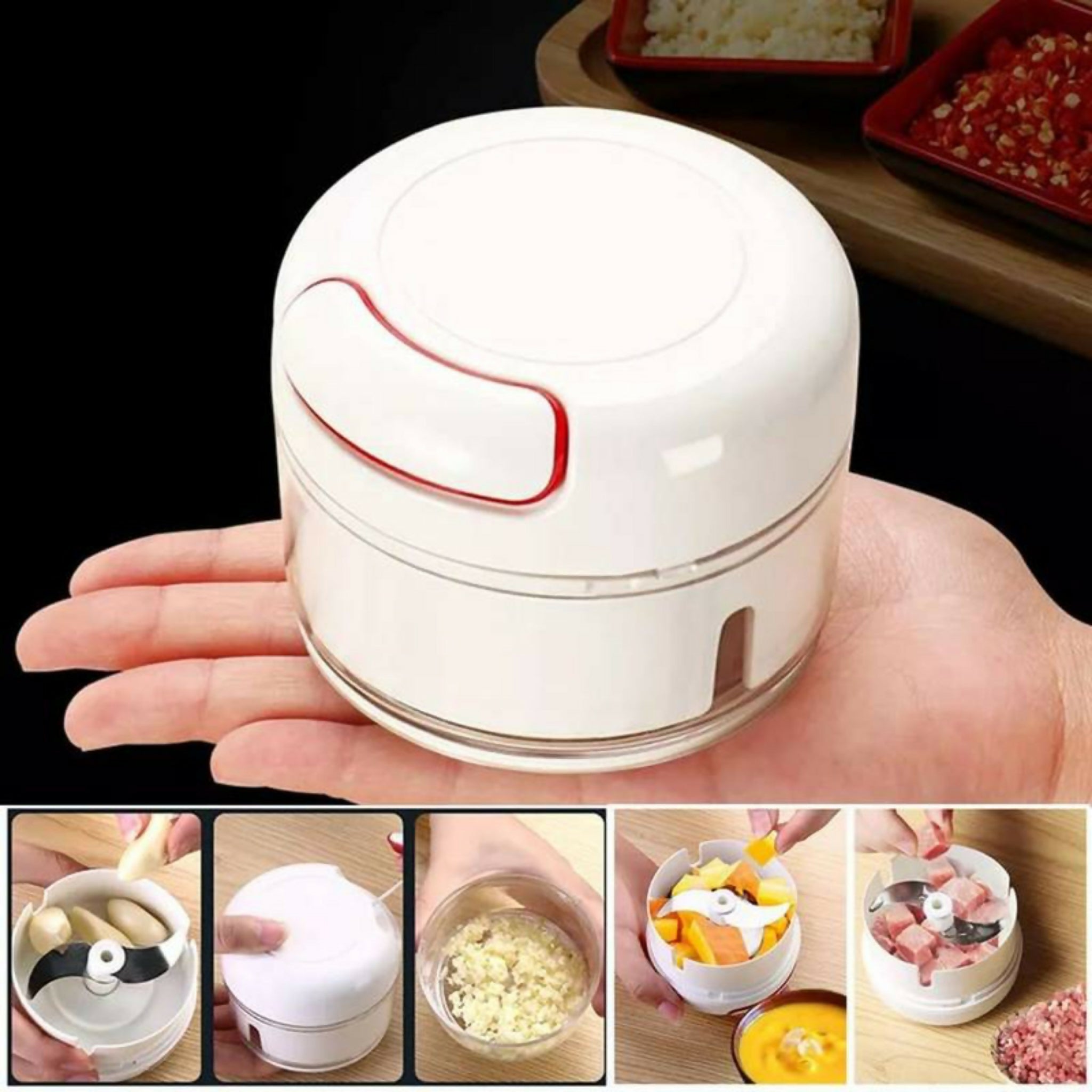 Mini Speedy Chopper Manual Hand Pull | Garlic, Vegetable, Fruit & Meat Slicer