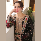 Unstitched Suit, Black Luxury Lawn Collection & Pure Lawn Fabric, for Women