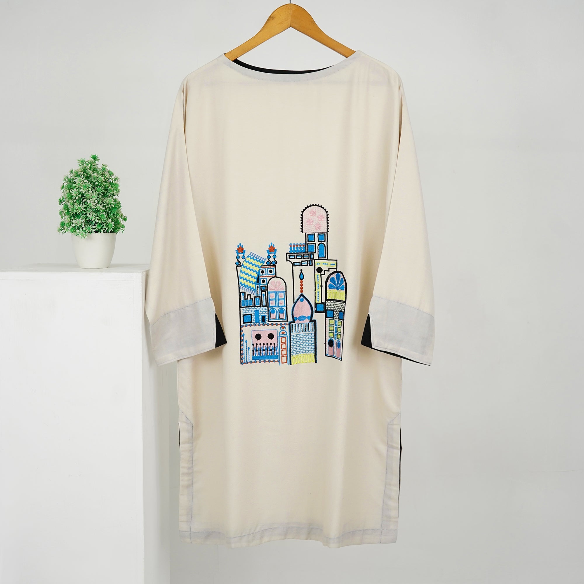 Off White Embroidered Shirt