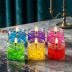 Decorative Glass Tea Light Candles with Seashell Jelly Design - Pack of 6