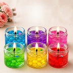 Decorative Glass Tea Light Candles with Seashell Jelly Design - Pack of 6