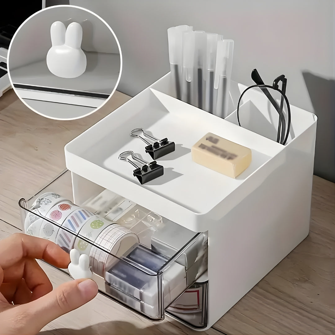 Desktop 2 Layer Organizer Shelf, Double Fold Plastic Storage Rack for Office and Home