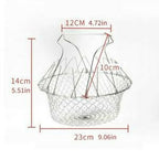 Stainless Steel Multi-Functional Foldable Chef Basket – Deluxe Kitchen Colander, Mesh Steam, Rinse, Strain & Fry Basket