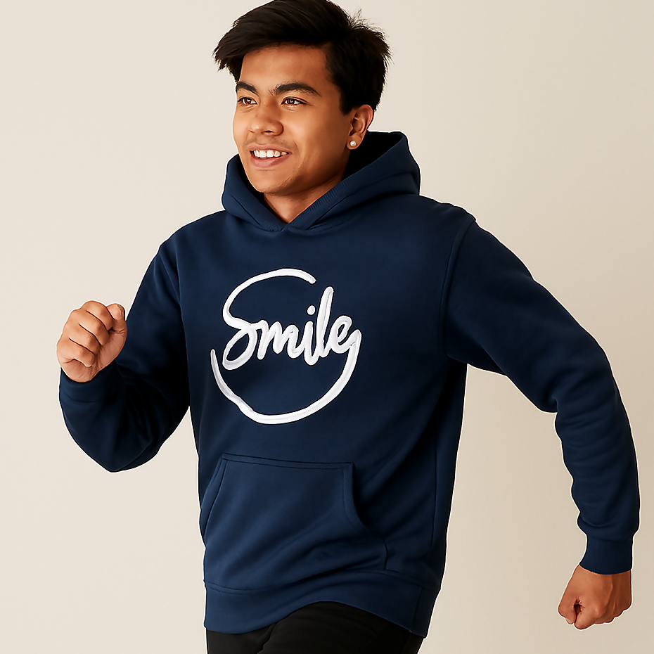 Navy Blue Smile Hoodie for Men