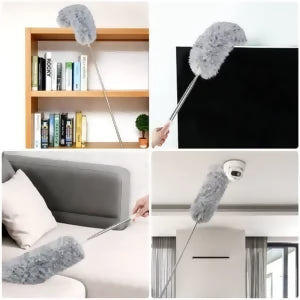 Microfiber Fan Duster | Telescopic Extendable Gray Duster | 360 Flexible Dirt & Dust Duster For Home Office Use | Micro Fiber Duster