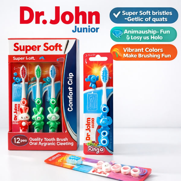 Dr Jones Baby Toothbrush, Soft Bristle Oral Care for Infants - Pack of 3