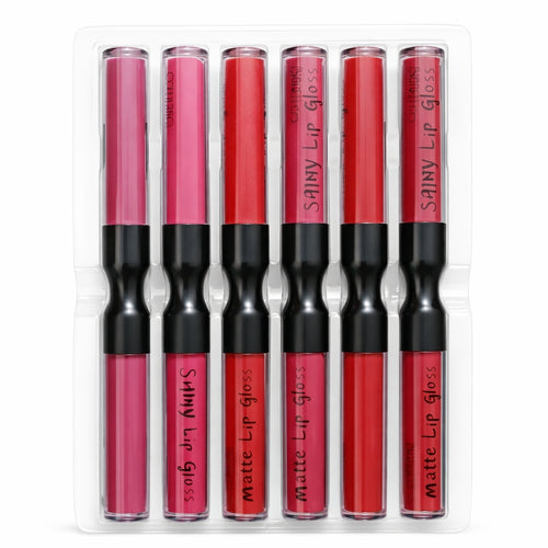 Dual Finish Lip Gloss, Moisturizing Matte and Glossy Lip Colors - Set of 6