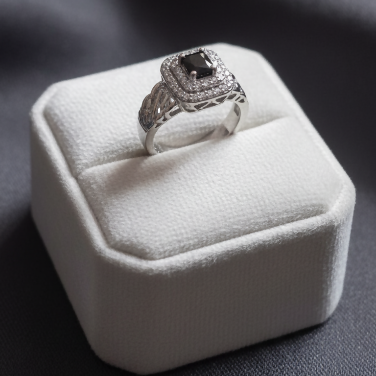 Sparkling Zircon Rings For Women | Stylish Crystal Design Fashion Jewelry For Daily And Party Wear PXJ-133 (Black)