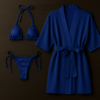 Monokini, Bikini & Sheer Robe | Free Size (Black)