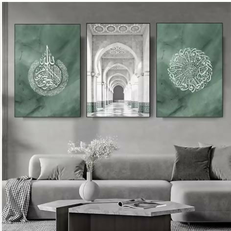 Product details of Decoration home decoration item 3 pcs iSLAMIC fRAME board wall decor photo on wall PHOTO TILE canvas art decor for home easy set up with both side tape • ISLAMIC FRAME Decoration for easy home decor setup. • Made of durable MDF materi