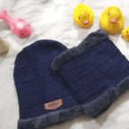 Winter Wool Cap with Neck Warmer Set | Thermal Beanie & Scarf Combo for Men and Women | Blue And Gray