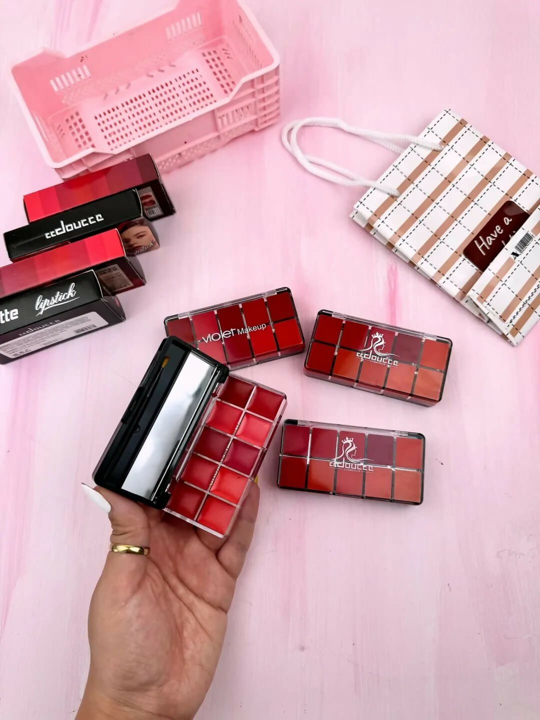10 in 1 Lipstick & Blush Palette Creamy Matte Makeup Palette for Lips and Cheeks