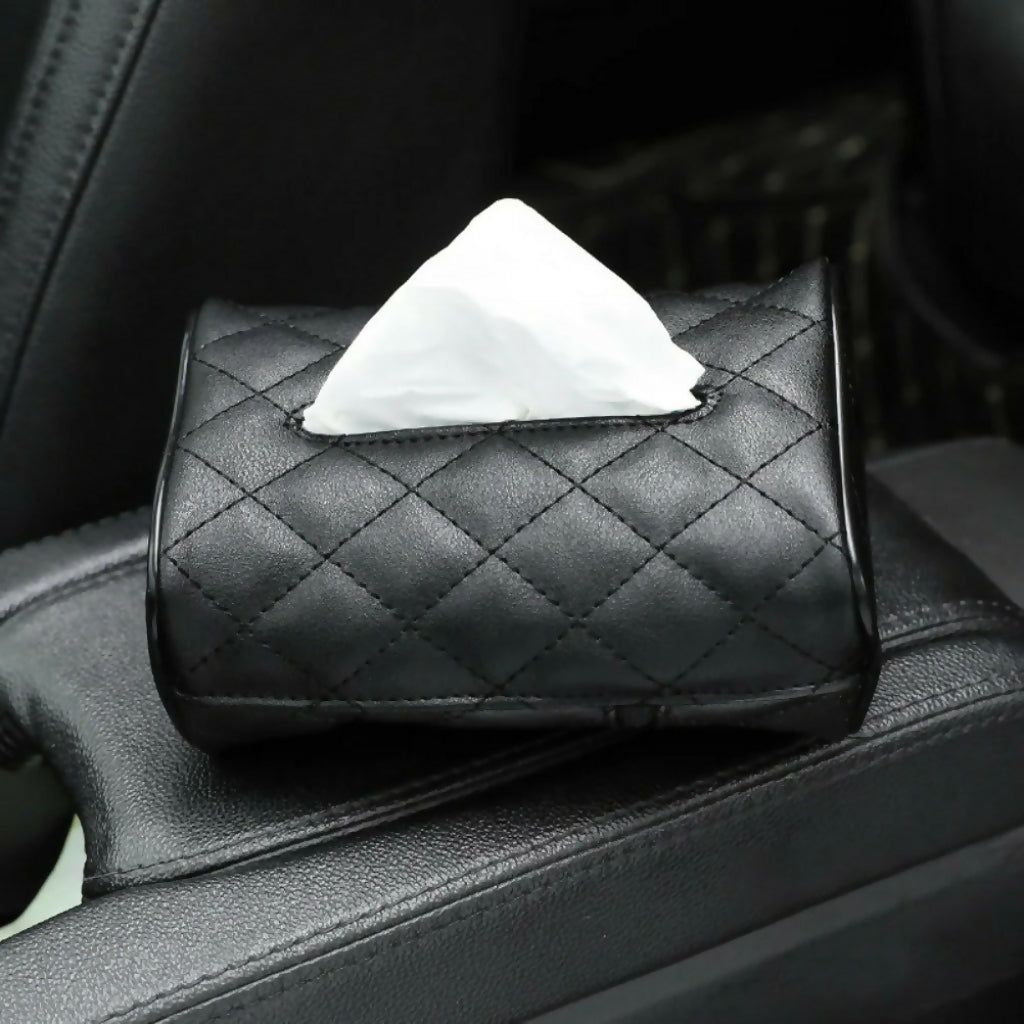 Leather Car Napkin Holder, Premium PU Leather, Car Interior Organizer
