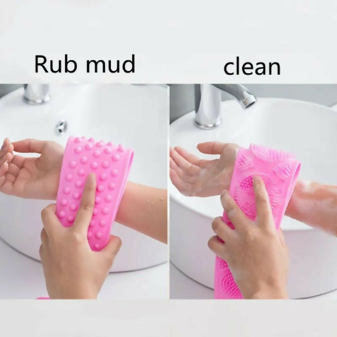 Silicon Bath Body Brush, Exfoliating Body Scurb Brush with Soap Dispenser, 2 in 1 Ultra Soft Bath Sponge Shower Brush and Body Massager, Baby Shower Brush, Shampoo and Gel Dispenser, Loofah Brush, Body Cleaning Scrubber for Man, Women and Children