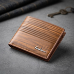 Fuerdanni Luxury Classic Bifold Wallet – Elegant Textured Synthetic Leather Wallet for Men (Brown)